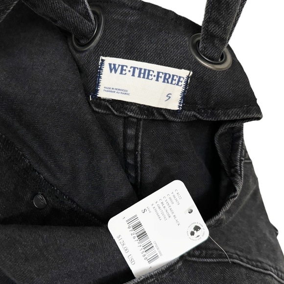 NWT Free People Fields of Flowers Wide Leg Overalls Vintage Black - Picture 6 of 7